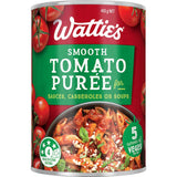 Wattie's Tomato Puree can for sauces, casseroles, and soups, featuring rich flavor and no additives, with 5 servings of veggies.