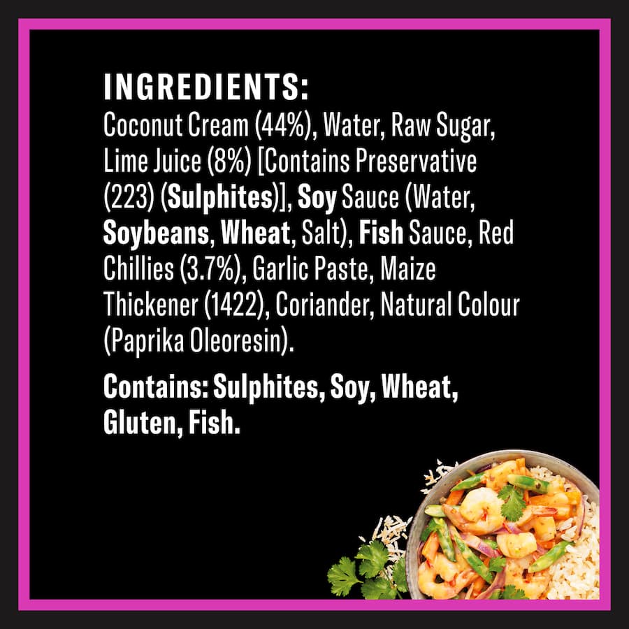 Wattie's Wok Creations Thai Coconut Chilli & Lime Stir-Fry Sauce bottle showcasing vibrant coconut, lime, and chilli flavors for quick meals.