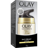 Olay Total Effects Face Cream: nourishing moisturizer with SPF 15, reduces fine lines, enhances radiance for normal skin.