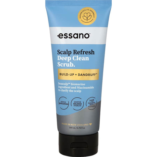 Essano Scalp Scrub Deep Clean, an exfoliating treatment for a revitalized, healthy scalp and vibrant hair.