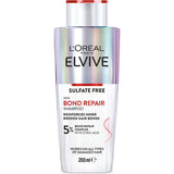 L'Oréal Elvive Bond Repair Shampoo revitalizes damaged hair with Citric Acid, restoring strength and promoting shiny, healthy locks.