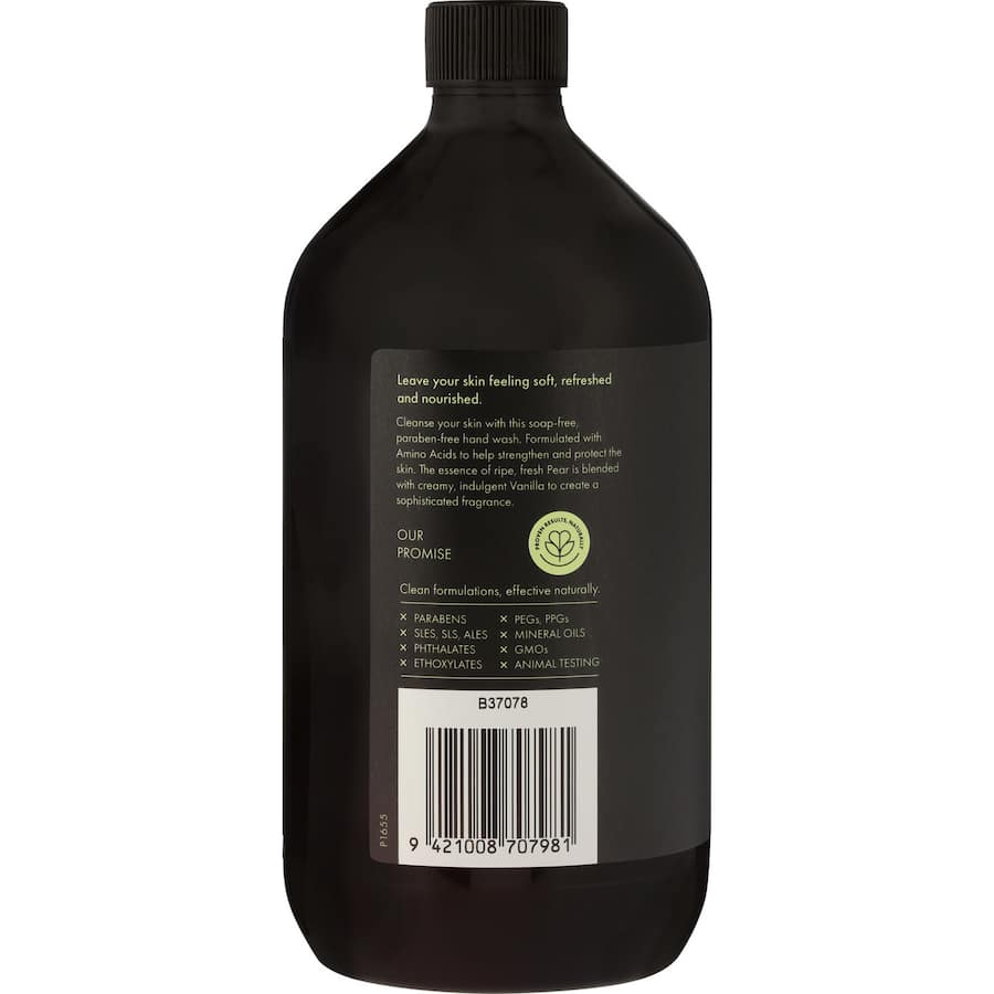 Eco-friendly Essano Hand Wash Refill in French Pear, infused with nourishing botanical extracts for smooth, clean hands.