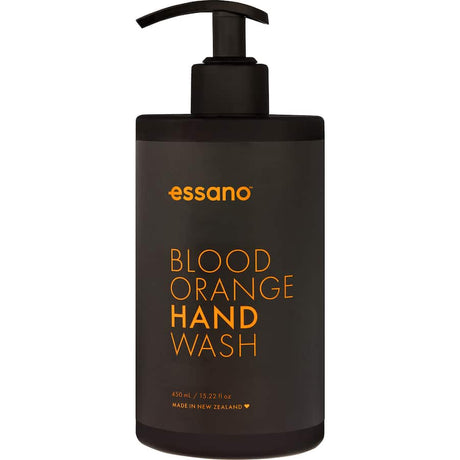 Essano Hand Wash Blood Orange features nourishing natural oils and a zesty fragrance for a refreshing hand-washing experience.
