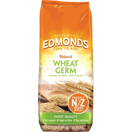 Edmonds Wheat Germ package featuring a blend of nutrients for cereals, smoothies, and baked goods. Gluten-free and non-GMO.