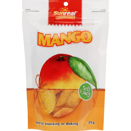 Sunreal Dried Sliced Mango: sweet, tangy mango slices, perfect for snacking or adding to yogurt and baked goods.