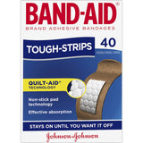 Waterproof Band Aid Plasters Tough Strips featuring Quilt-Aid technology for superior comfort and secure protection for wounds.