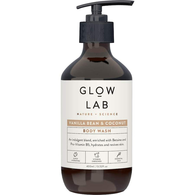 Luxurious body wash infused with vanilla, coconut, and natural ingredients for hydration and rejuvenation.