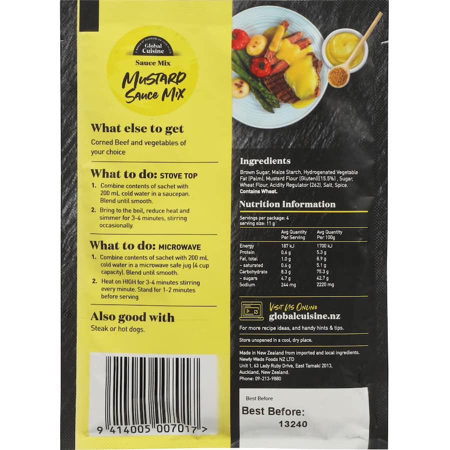 Tangy Diron Global Cuisine Instant Sauce Mix Mustard enhances dishes with premium flavor, perfect for grilling and dipping.