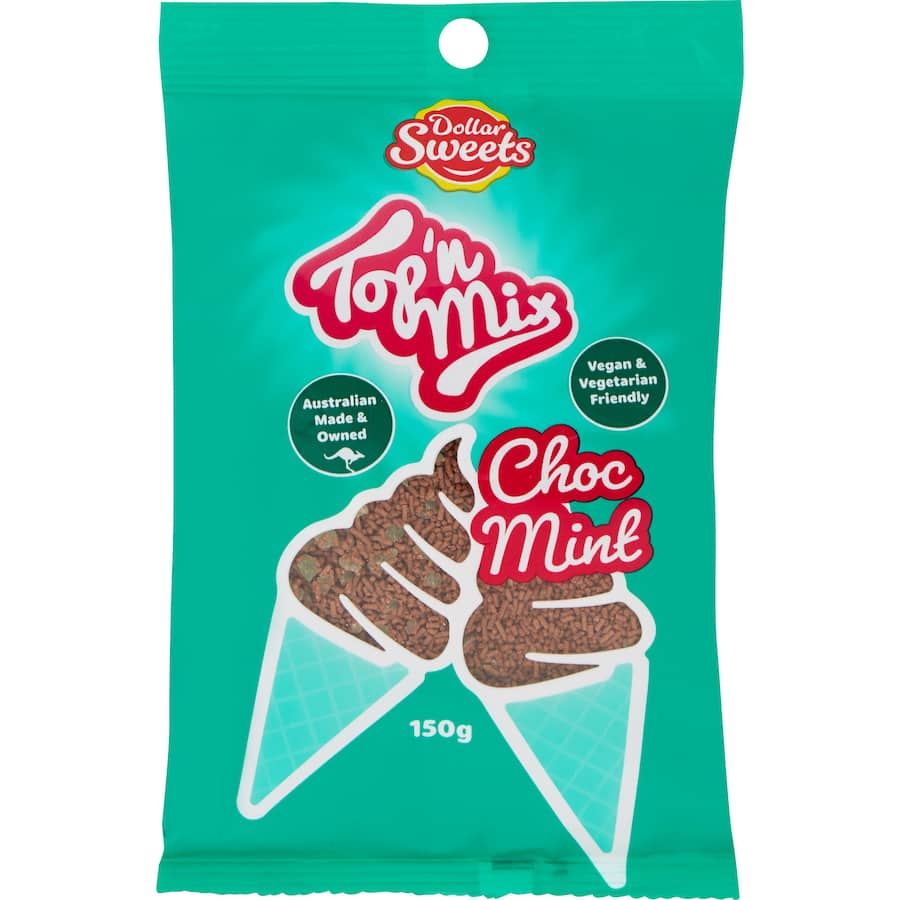 Chocolate mint topping mix for desserts, enhancing cakes and cookies with rich chocolate and refreshing mint flavors.