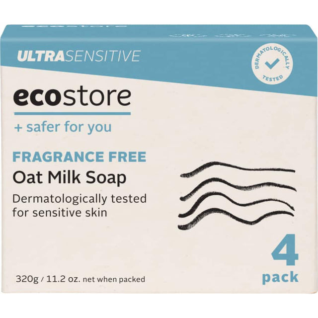 Ecostore Sensitive Oat Milk Soap Bar, gentle for sensitive skin, enriched with oat milk for hydration and natural care.