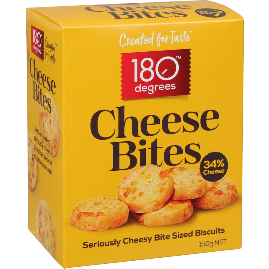 Artisanal 180 Degrees Cheese Bites, cheesy, crunchy snacks perfect for entertaining or on-the-go indulgence.