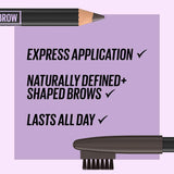 Maybelline Eyebrow Pencil in Soft Brown for easy application, realistic fine lines, and a polished finish with a grooming brush.