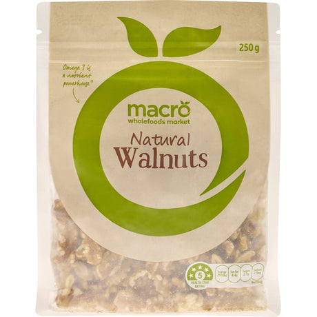 Macro Walnuts Natural: Premium, oil-free walnuts rich in omega-3s, perfect for healthy snacking or baking.