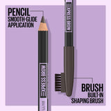 Maybelline Eyebrow Pencil in Deep Brown, perfect for defined brows with a natural finish and built-in grooming brush.