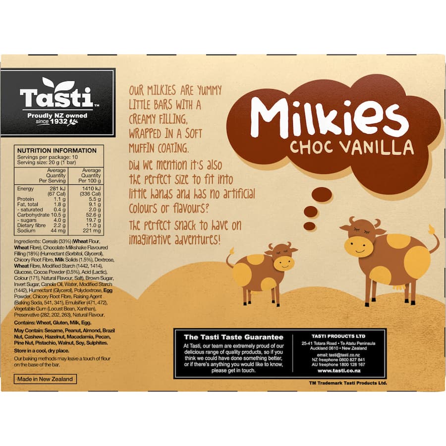 Tasti Milkies Cake Bars Choc Vanilla