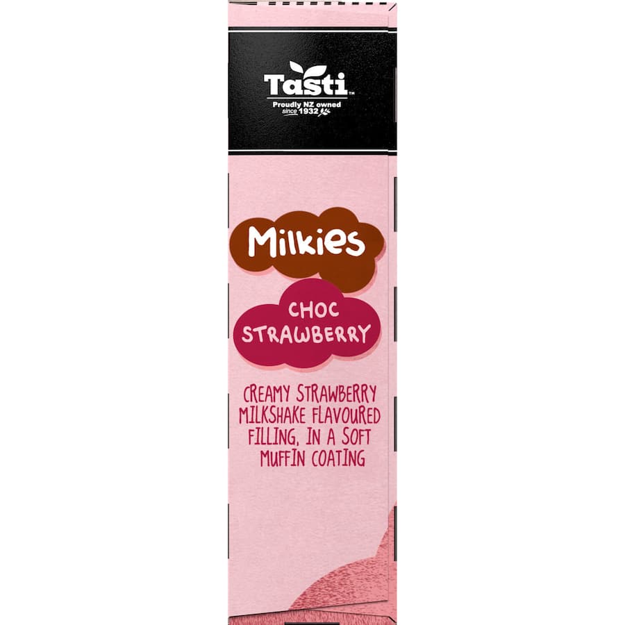 Delicious Tasti Milkies Cake Bars with creamy strawberry filling and chocolate, perfect for snacks or lunch boxes.