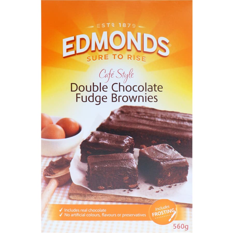 Edmonds Brownie Mix Choc Fudge Brownie, featuring rich chocolate flavor for moist and fudgy brownies, perfect for any occasion.