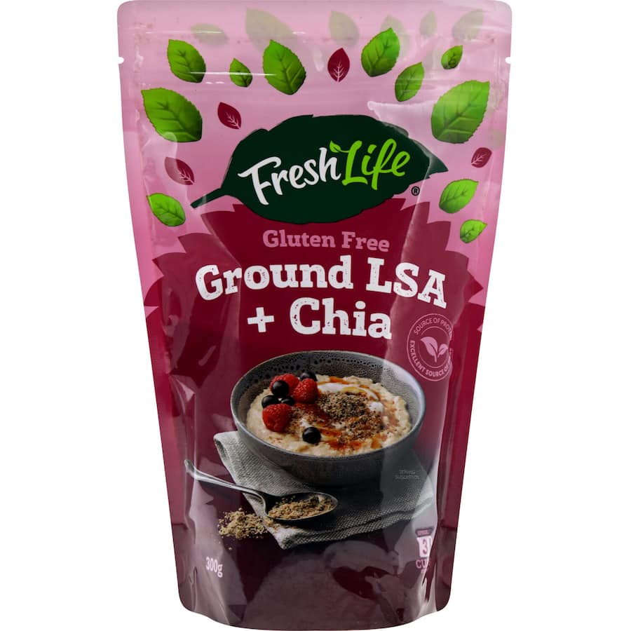 Freshlife LSA & Chia Ground mix of seeds and nuts, perfect for enhancing meals with protein and fiber, gluten-free.