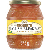 Jar of Rose's Marmalade English Breakfast, a tangy citrus spread perfect for toast, scones, and baking.