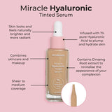 MCoBeauty Miracle Hyaluronic Tinted Facial Serum in Medium, offering hydration and sheer-to-medium coverage for radiant skin.