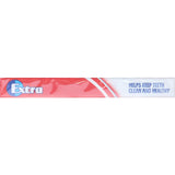 Wrigley's Extra Strawberry Gum pack, 27g, highlighting its sugar-free, mouth-cleaning, and dental health benefits.