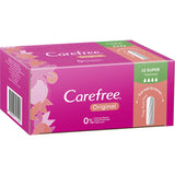 Super absorbent Carefree Tampons designed for heavy flow, featuring curved grooves and Anti-Fluff technology for ultimate comfort.