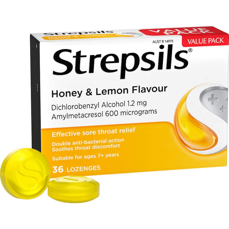 Strepsils Cough Throat Lozenges Soothing Relief Honey & Lemon 36pack