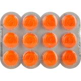 Strepsils Orange Lozenges for sore throat relief, featuring antibacterial action and a refreshing orange flavor.