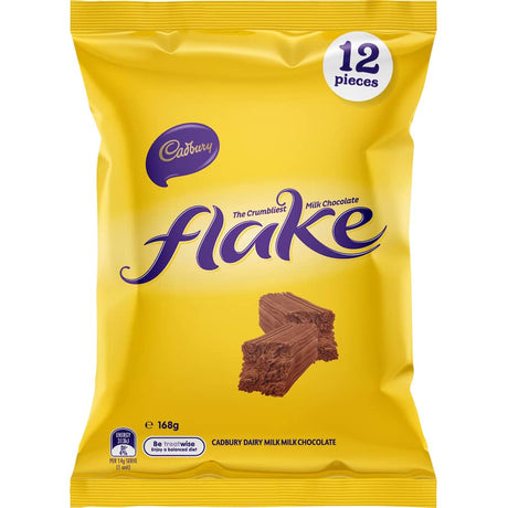 Cadbury Chocolate Sharepack Flake featuring rich, creamy, flaked milk chocolate, perfect for sharing or solo indulgence.