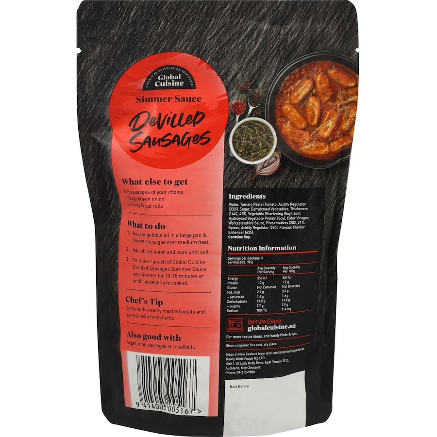 Global Cuisine Stir Through Meal Base Devilled Sausages Sauce