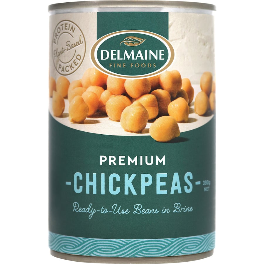 Delmaine Chickpeas, nutritious garbanzo beans, perfect for hummus, salads, soups, and veggie dishes.