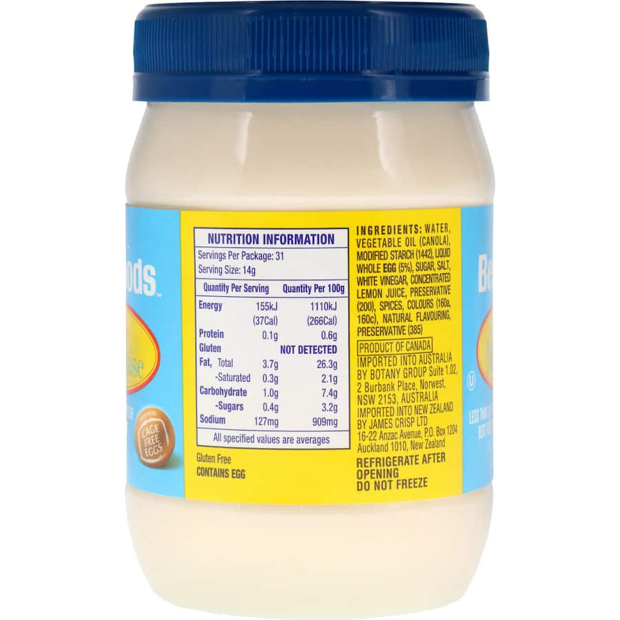 Best Foods Mayonnaise Lite: creamy, low-calorie condiment made with whole eggs for flavorful, guilt-free meals.