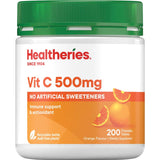 Healtheries Vitamin C Value Pack 500mg, immune support supplement for enhanced health, iron absorption, and skin wellness.