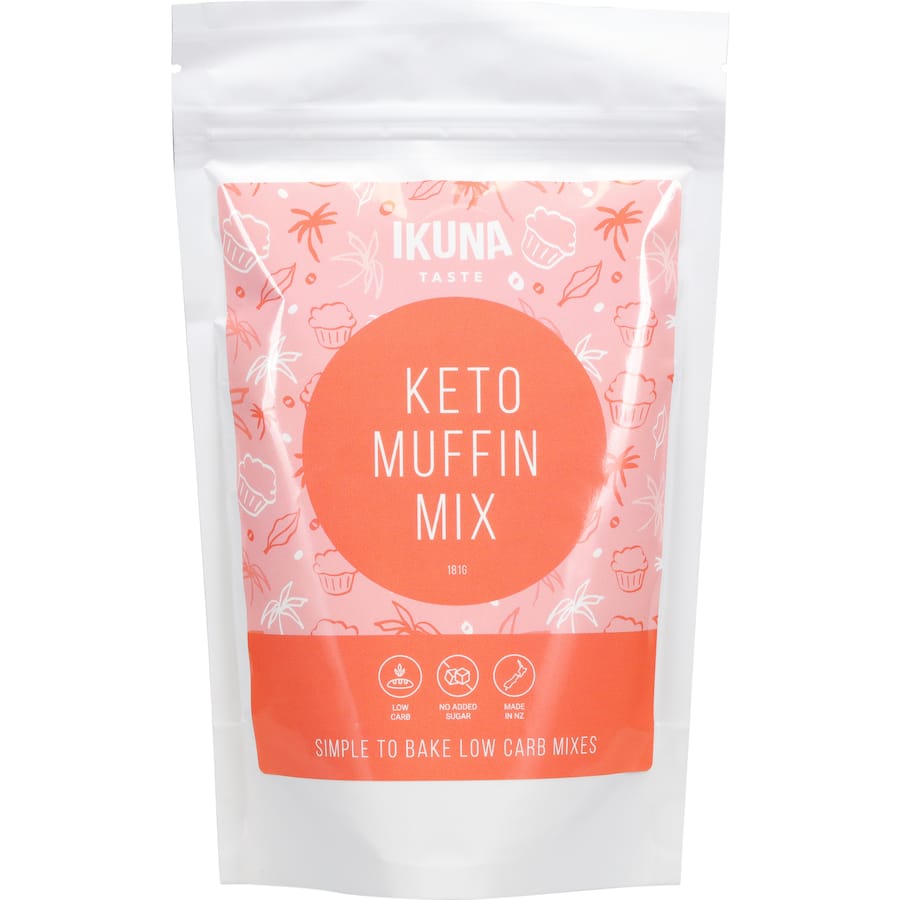 Ikuna Taste Keto Muffin Baking Mix in a package, perfect for making low-carb, gluten-free muffins with almond and coconut flour.