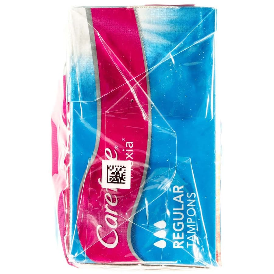 Carefree Flexia Tampons Regular with softfold flexible wings for advanced leak protection and comfort on light to moderate flow days.