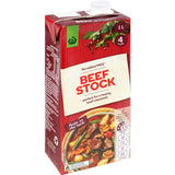 Woolworths Beef Stock Liquid 1L pack, rich and flavorful, perfect for enhancing soups and casseroles, preservative-free.