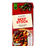 Woolworths Beef Stock Liquid 1L, rich and flavorful, perfect for enhancing soups and casseroles without preservatives or MSG.