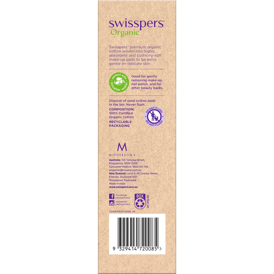 Swisspers Organic Cotton Pads Eco Dispenser