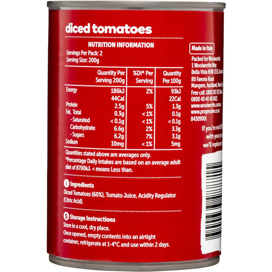 Essentials Diced Tomatoes in a can, ideal for enhancing dishes like bolognese, soups, and salsas with rich, natural flavor.