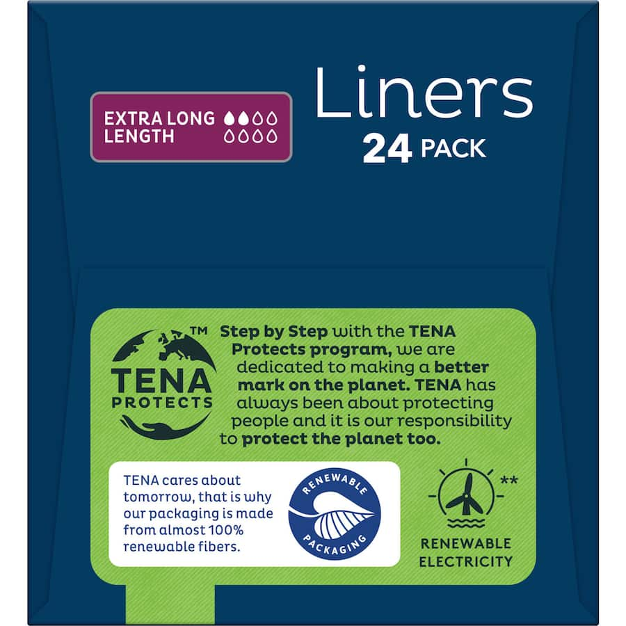 TENA Active Women's Extra Long Continence Liners for light incontinence, offering high absorbency and discreet comfort.