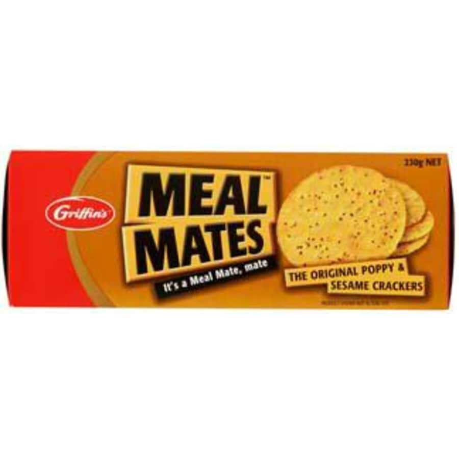 Griffins Meal Mates Crackers Original, gluten-free, crunchy snacks perfect for dips, cheeses, and entertaining any occasion.