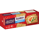 Huntley & Palmers Sesameal Original crackers, crispy sesame snacks perfect for picnics, cheese platters, or lunch.