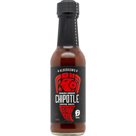 Aalderson's Chipotle Sauce Manuka Smoked: smoky, spicy condiment perfect for grilling, marinating, or dipping, with no artificial additives.