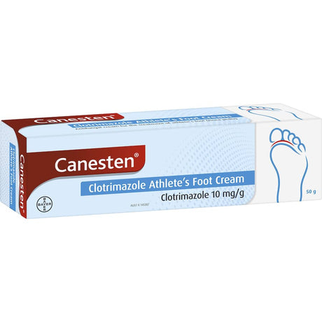 Canesten Athlete's Foot Cream with Clotrimazole effectively treats and prevents athlete's foot, providing fast relief from itching.