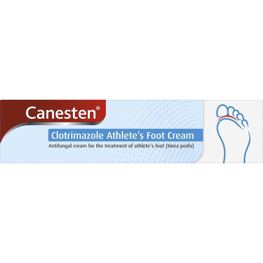 Canesten Athlete's Foot Cream with Clotrimazole provides effective relief from athlete's foot discomfort and irritation.