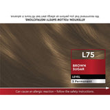 Schwarzkopf Brilliance L75 Brown Sugar hair dye showcases rich, vibrant color for dark hair with a nourishing gloss sealer.