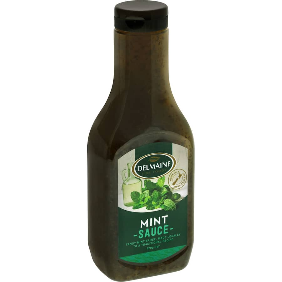 Delmaine Mint Sauce: traditional New Zealand condiment with fresh mint, perfect for lamb, poultry, and creative side dishes.