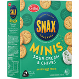 Bite-sized Griffin's Snax crackers with sour cream and chives, perfect for on-the-go snacking and gatherings.