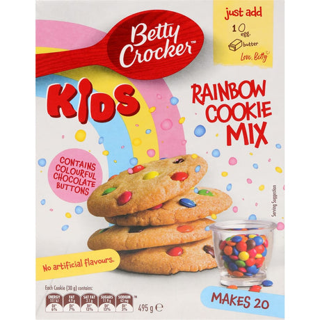 Brightly colored Betty Crocker Rainbow Cookie Mix for fun and delicious sugar cookies topped with M&M minis.