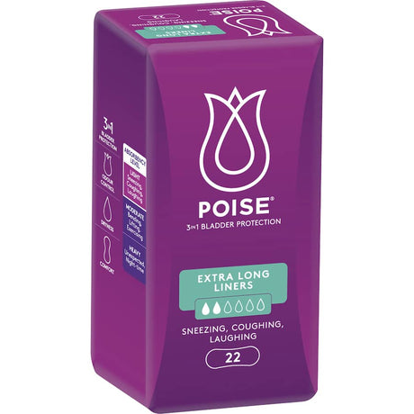 Poise Women's Extra Long Liners offer discreet, ultra-thin protection for light bladder leakage with superior absorbency.